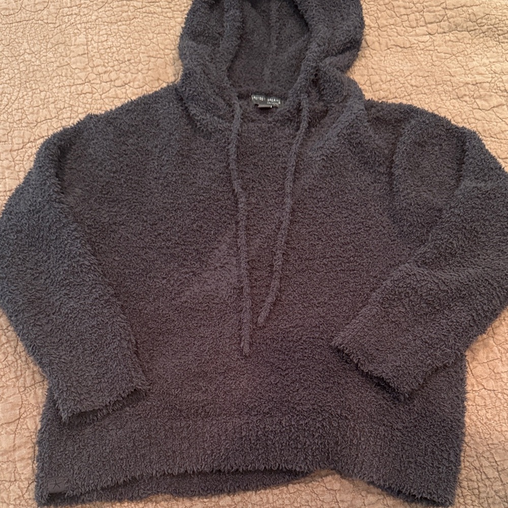 Barefoot Dreams Black Plush Hooded Sweater